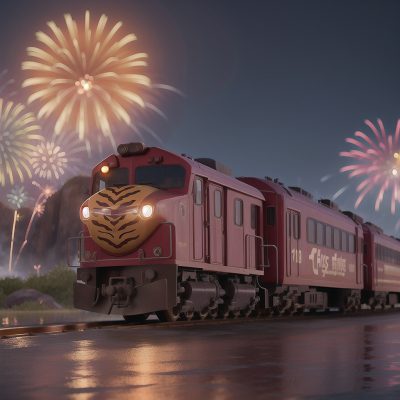 Image For Post Anime, train, drought, island, fireworks, tiger, HD, 4K, AI Generated Art