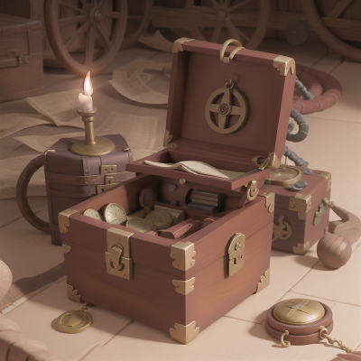 Image For Post Anime, spell book, bicycle, map, treasure chest, cursed amulet, HD, 4K, AI Generated Art