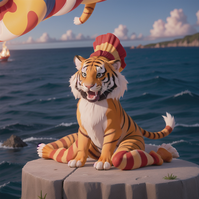 Image For Post Anime, circus, queen, ocean, tiger, fire, HD, 4K, AI Generated Art