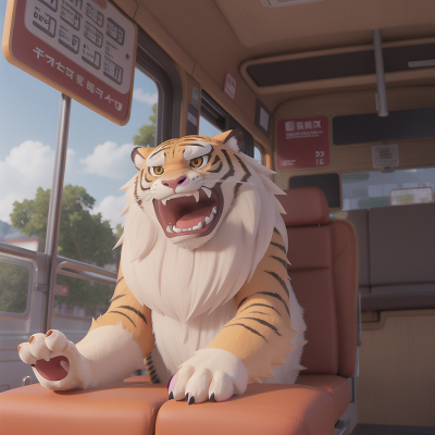 Image For Post Anime, yeti, sabertooth tiger, bus, laughter, singing, HD, 4K, AI Generated Art