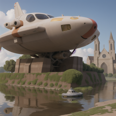 Image For Post Anime, hovercraft, drought, cathedral, spaceship, chimera, HD, 4K, AI Generated Art