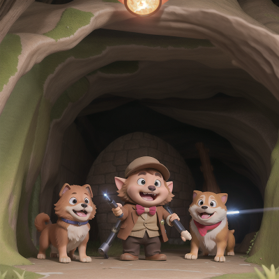 Image For Post Anime, laser gun, dog, cave, troll, detective, HD, 4K, AI Generated Art