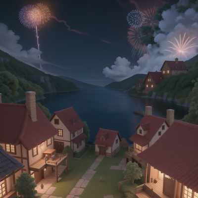 Image For Post Anime, hidden trapdoor, fireworks, village, thunder, moonlight, HD, 4K, AI Generated Art