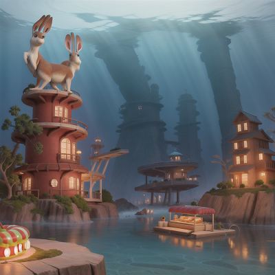 Image For Post Anime, underwater city, kangaroo, hot dog stand, drought, fog, HD, 4K, AI Generated Art