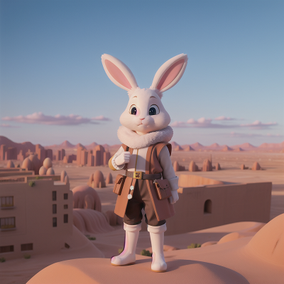 Image For Post Anime, rabbit, skyscraper, city, desert, wizard, HD, 4K, AI Generated Art