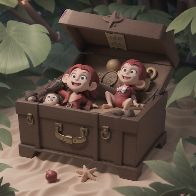 Image For Post Anime, beach, vampire's coffin, map, monkey, forest, HD, 4K, AI Generated Art