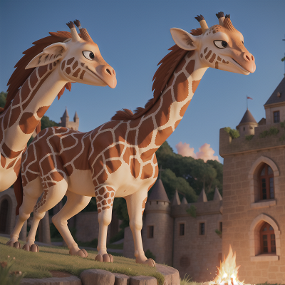 Image For Post Anime, singing, fire, medieval castle, giraffe, pterodactyl, HD, 4K, AI Generated Art