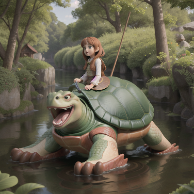 Image For Post Anime, invisibility cloak, river, turtle, centaur, alligator, HD, 4K, AI Generated Art