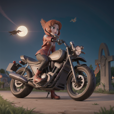 Image For Post Anime, motorcycle, solar eclipse, bird, enchanted mirror, haunted graveyard, HD, 4K, AI Generated Art