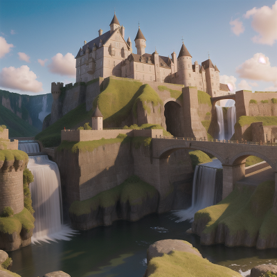 Image For Post Anime, bagpipes, waterfall, flying, medieval castle, king, HD, 4K, AI Generated Art