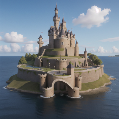 Image For Post Anime, villain, medieval castle, island, submarine, piano, HD, 4K, AI Generated Art