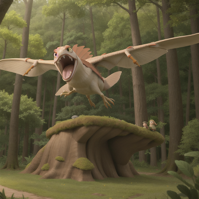 Image For Post Anime, forest, flying carpet, pterodactyl, success, troll, HD, 4K, AI Generated Art