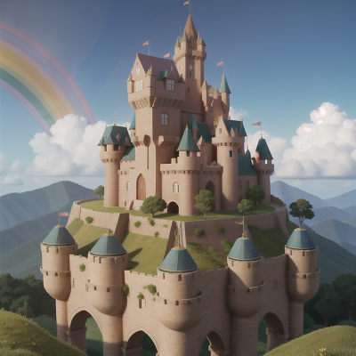 Image For Post Anime, rainbow, medieval castle, dragon, forest, shark, HD, 4K, AI Generated Art