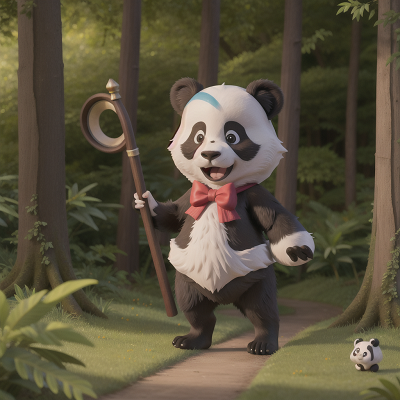 Image For Post Anime, enchanted forest, rainbow, crystal, bagpipes, panda, HD, 4K, AI Generated Art