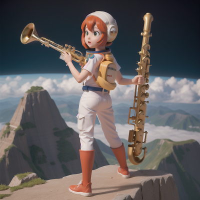 Image For Post Anime, astronaut, saxophone, bird, mountains, earthquake, HD, 4K, AI Generated Art