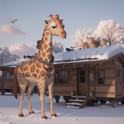 Image For Post Anime, giraffe, airplane, scientist, snow, robot, HD, 4K, AI Generated Art