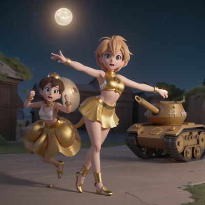 Image For Post Anime, golden egg, monkey, dancing, tank, moonlight, HD, 4K, AI Generated Art