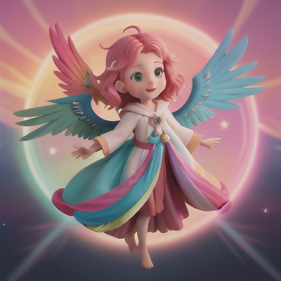 Image For Post Anime Art, Whimsical sky painter, multicolored ethereal wings, soaring through a vivid sunset sky