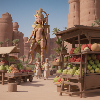 Image For Post Anime, market, pharaoh, fruit market, scientist, desert, HD, 4K, AI Generated Art