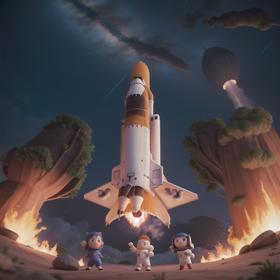 Image For Post Anime, fire, space shuttle, troll, umbrella, astronaut, HD, 4K, AI Generated Art