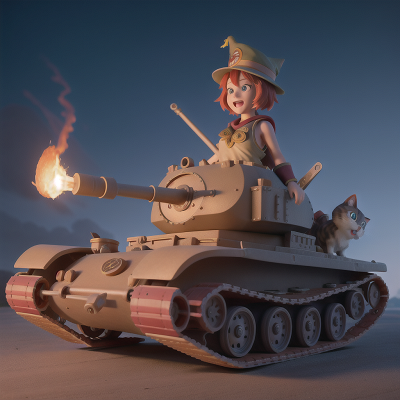 Image For Post Anime, tank, wizard's hat, carnival, car, cat, HD, 4K, AI Generated Art