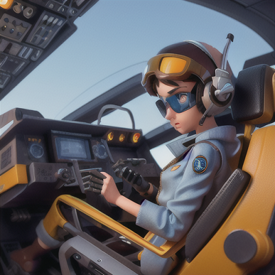 Image For Post Anime Art, Exhausted mech pilot, short brown hair and sleek goggles, in the cockpit of a futuristic mecha