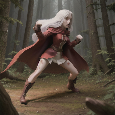 Image For Post Anime Art, Supernaturally-enhanced fighter, long flowing white hair, in a dark and eerie forest