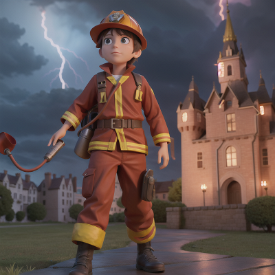Image For Post Anime, hail, castle, firefighter, thunder, wind, HD, 4K, AI Generated Art