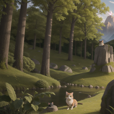 Image For Post Anime, mountains, forest, queen, villain, cat, HD, 4K, AI Generated Art