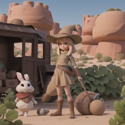 Image For Post Anime, desert oasis, shield, farmer, rabbit, witch, HD, 4K, AI Generated Art