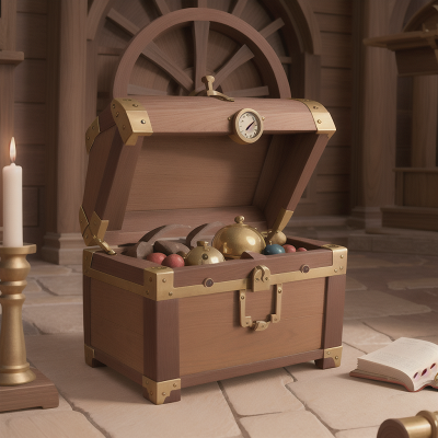 Image For Post Anime, treasure, market, cathedral, treasure chest, clock, HD, 4K, AI Generated Art