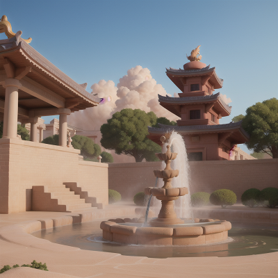Image For Post Anime, fountain, sandstorm, romance, drought, temple, HD, 4K, AI Generated Art