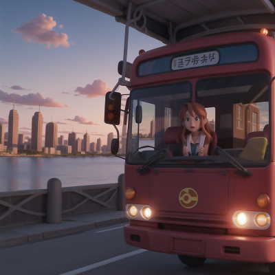 Image For Post Anime, bus, sunset, island, scientist, city, HD, 4K, AI Generated Art