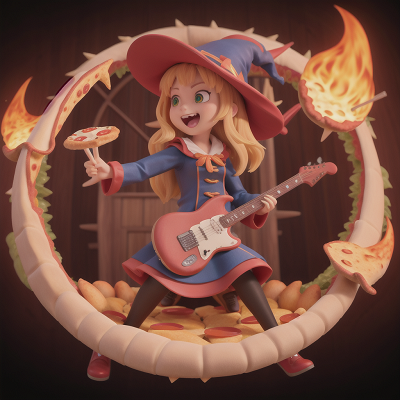 Image For Post Anime, dragon, witch, electric guitar, pizza, king, HD, 4K, AI Generated Art