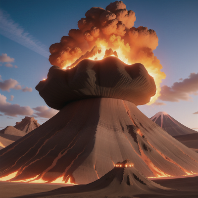 Image For Post Anime, museum, volcanic eruption, troll, desert, mountains, HD, 4K, AI Generated Art