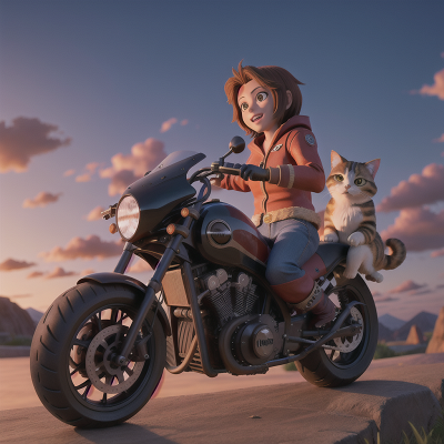 Image For Post Anime, wizard, werewolf, sunset, motorcycle, cat, HD, 4K, AI Generated Art