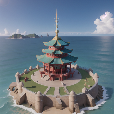 Image For Post Anime, temple, ocean, castle, umbrella, key, HD, 4K, AI Generated Art