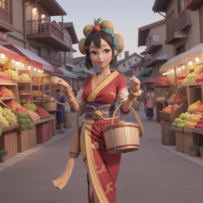 Image For Post Anime, mummies, fruit market, carnival, geisha, drum, HD, 4K, AI Generated Art