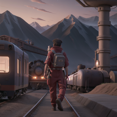 Image For Post Anime, space station, train, mechanic, mountains, demon, HD, 4K, AI Generated Art