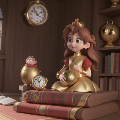 Image For Post Anime, golden egg, monkey, clock, princess, book, HD, 4K, AI Generated Art