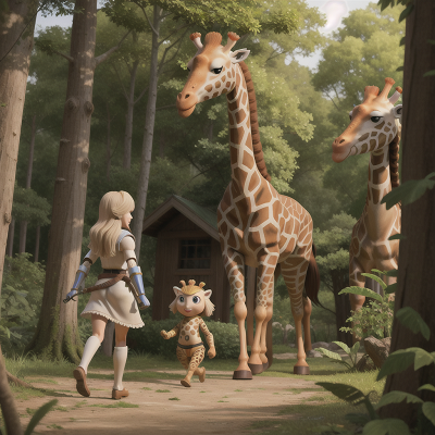 Image For Post Anime, robot, forest, giraffe, knights, cavemen, HD, 4K, AI Generated Art