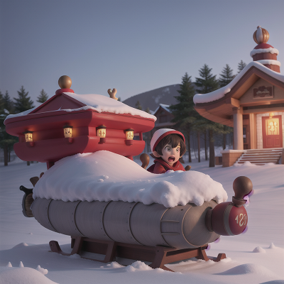 Image For Post Anime, snow, anger, sled, submarine, temple, HD, 4K, AI Generated Art