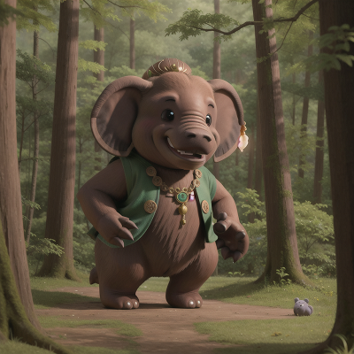 Image For Post Anime, forest, cursed amulet, elephant, hero, bear, HD, 4K, AI Generated Art