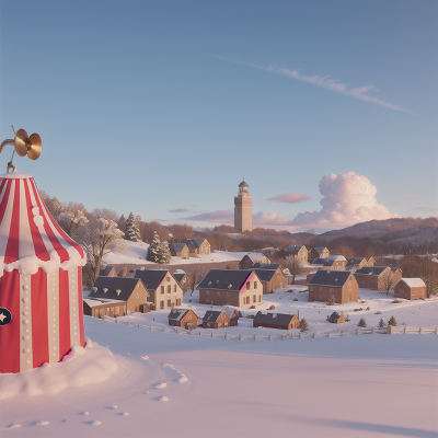 Image For Post Anime, trumpet, tower, farm, circus, snow, HD, 4K, AI Generated Art