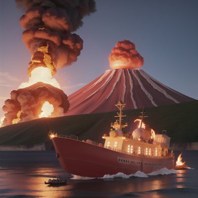 Image For Post Anime, joy, firefighter, boat, volcano, treasure, HD, 4K, AI Generated Art