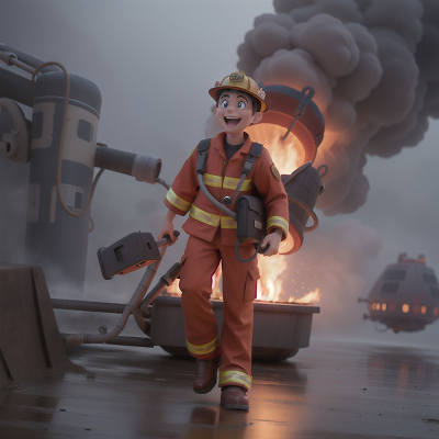 Image For Post Anime, firefighter, fog, spaceship, laughter, romance, HD, 4K, AI Generated Art