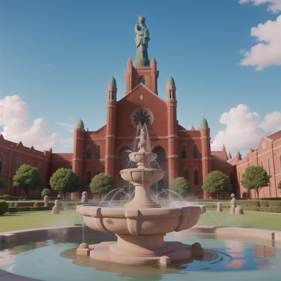 Image For Post Anime, hail, fountain, museum, cathedral, phoenix, HD, 4K, AI Generated Art