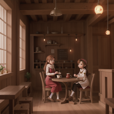 Image For Post Anime, coffee shop, village, scientist, knight, fire, HD, 4K, AI Generated Art