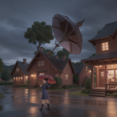 Image For Post Anime, car, magic portal, umbrella, village, detective, HD, 4K, AI Generated Art