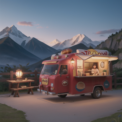 Image For Post Anime, mountains, lamp, drum, exploring, taco truck, HD, 4K, AI Generated Art
